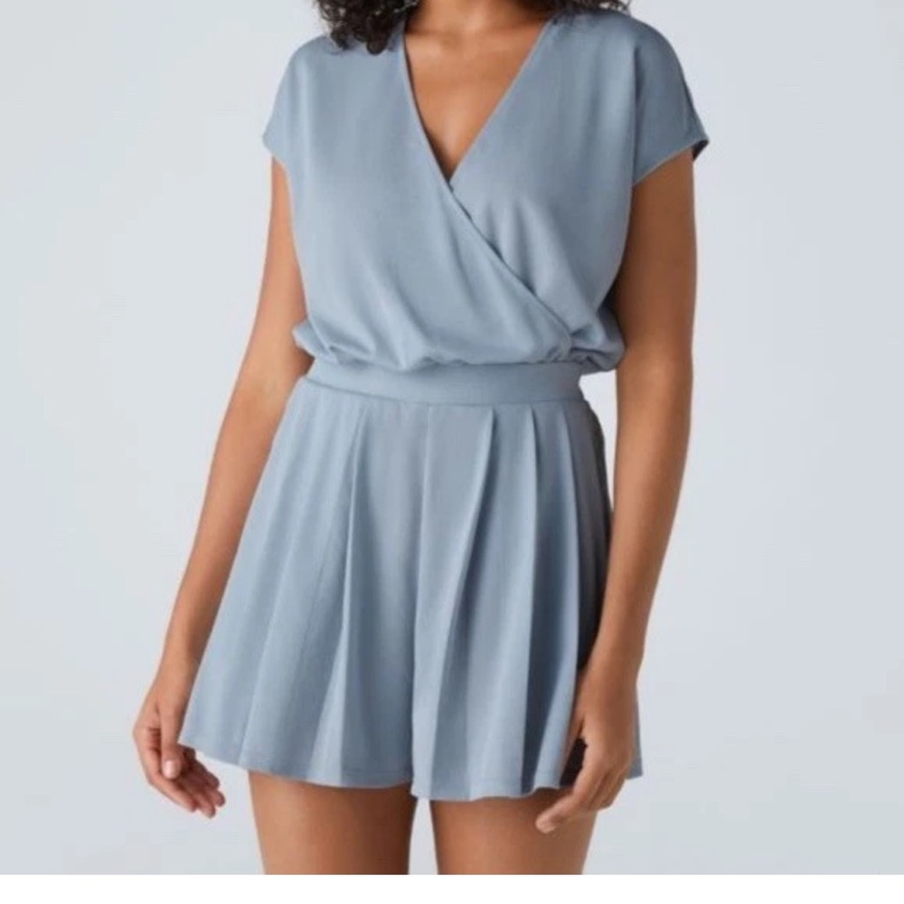 HALARA V Neck Short Sleeve Side Pocket Waffle Casual Romper Large New
